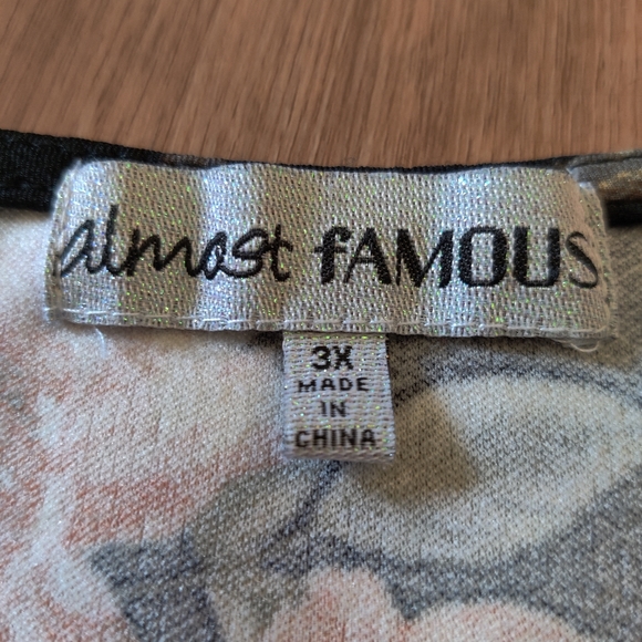 Almost Famous Women's Plus Size Rose Printed Black Dress Size 3X - Picture 4 of 4